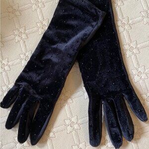 BLACK VELVET STRETCH GLOVES - SIZE 7